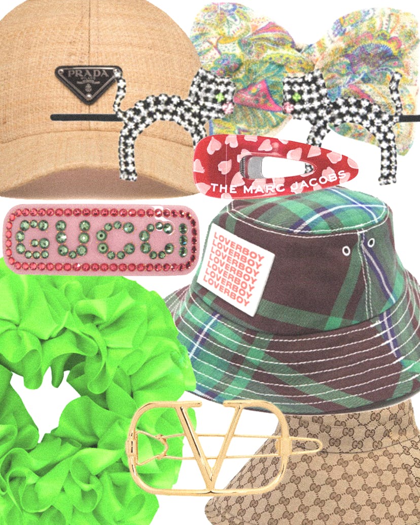 Collage of hats and hair accessories