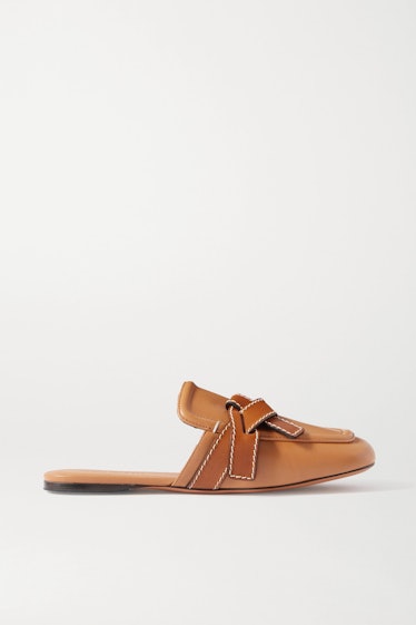 Gate Two-Tone Topstitched Leather Loafers