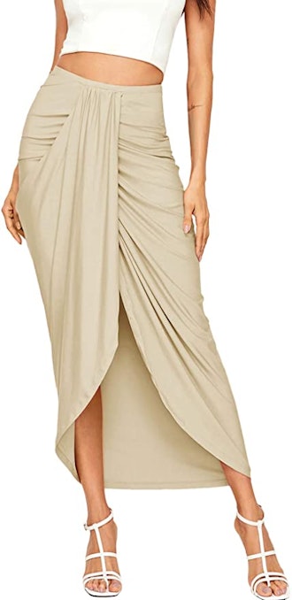 SheIn Women's Casual Slit Wrap Skirt