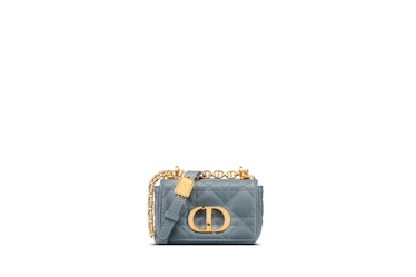 Micro Dior Caro Bag In Cloud Blue Supple Cannage Calfskin