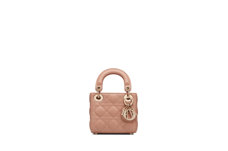 Micro Lady Dior Bag In Roses Des Vents Cannage Lambskin