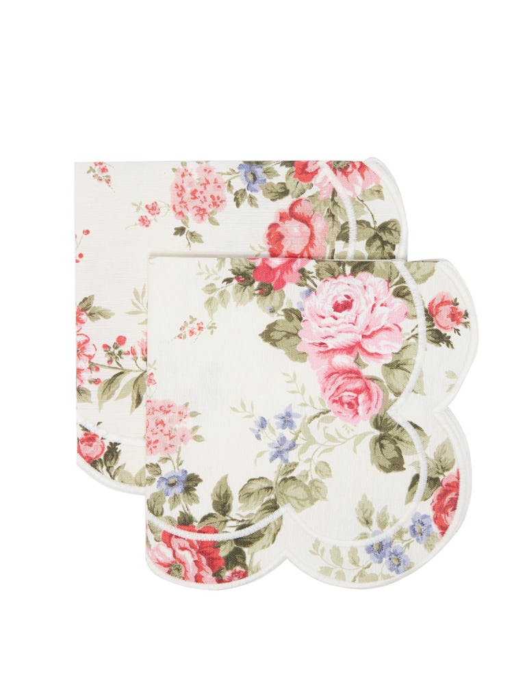 Scalloped Floral-Print Cotton Napkins (Set Of 2)