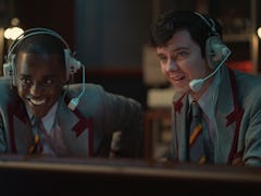 Asa Butterfield as Otis Milburn and Ncuti Gatwa as Eric Effiong in Sex Education Season 3