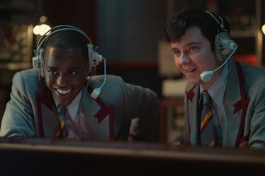 Asa Butterfield as Otis Milburn and Ncuti Gatwa as Eric Effiong in Sex Education Season 3