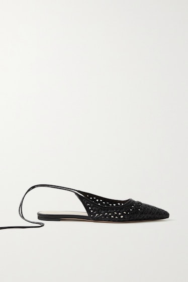 Woven Leather Point-Toe Flats  