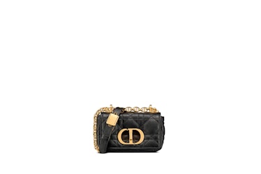 Micro Dior Caro Bag In Black Supple Cannage Calfskin