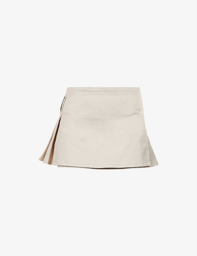 Madison High-Waist Cotton-Blend Mini Skirt
