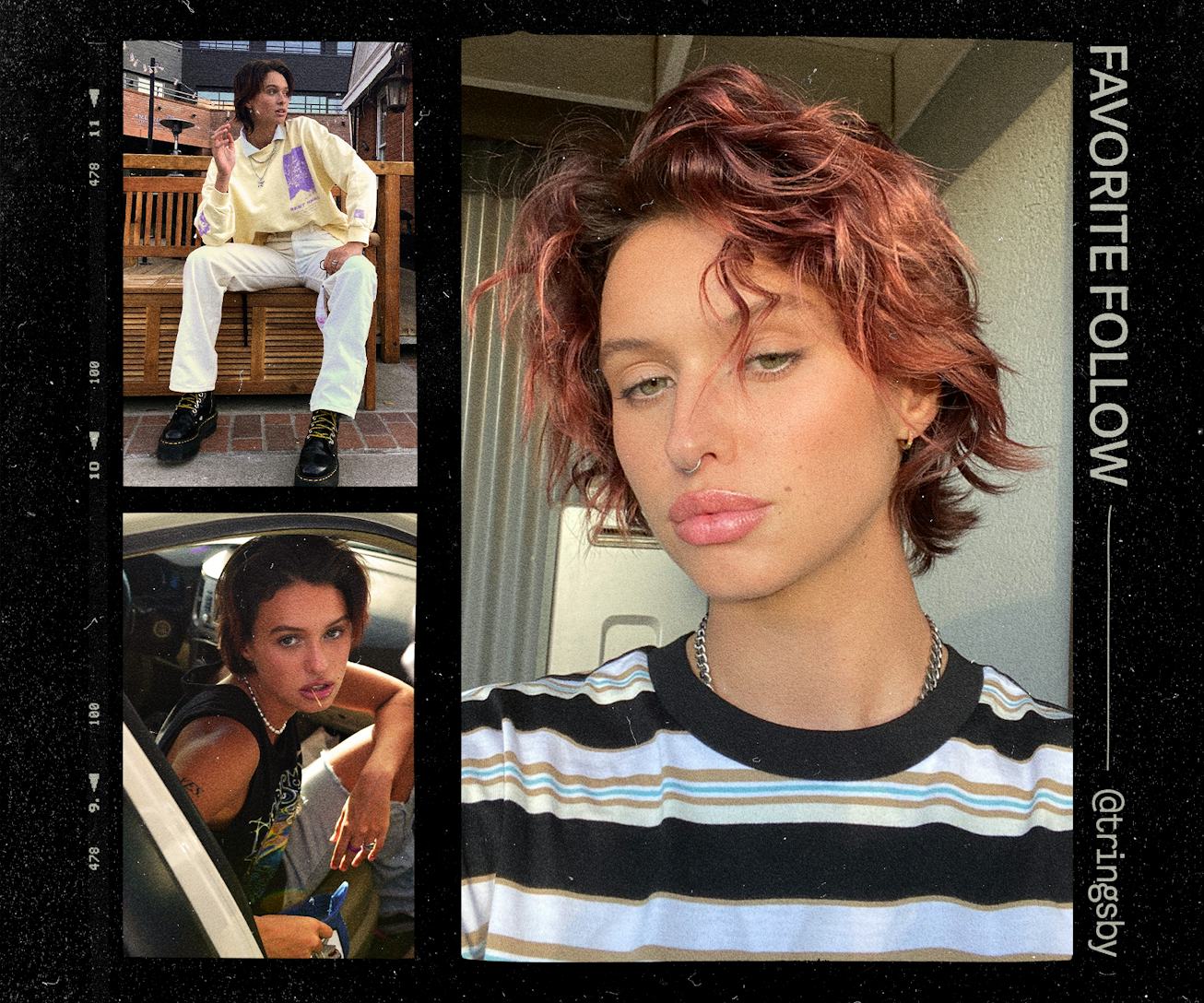 A three-part collage of YouTuber And TikToker Tatiana Ringsby with a retro filter effect