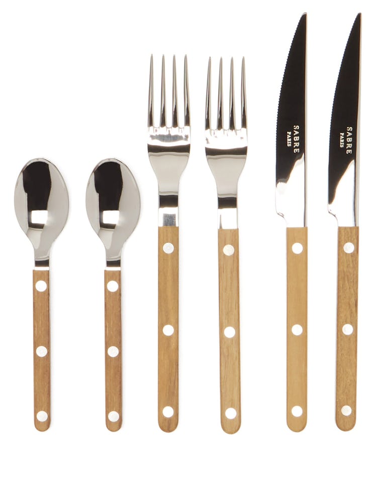 Six-Piece Wood And Stainless Steel Cutlery Set