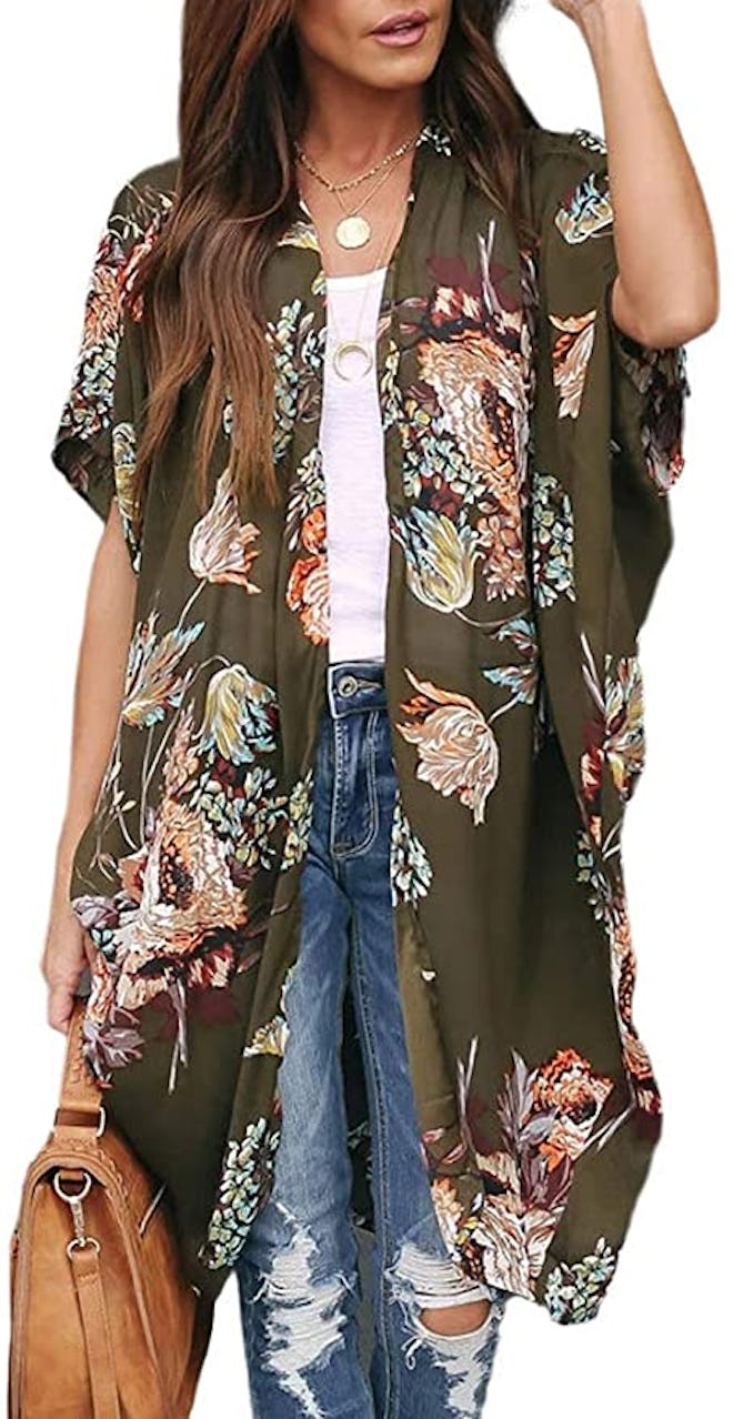 Ivay Womens Floral Kimono Duster 