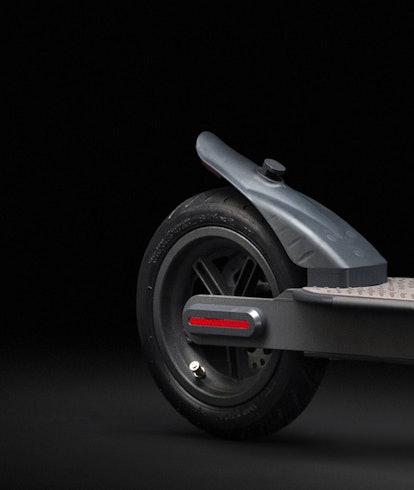 An image of the back wheel of Ducati's Pro-I Evo. Electric scooter. E-scooter. EV. EVs. Electric veh...