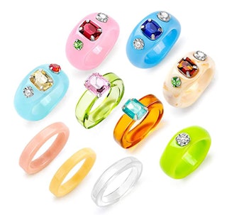 Sobly Resin Acrylic Ring Set (15 Pieces)