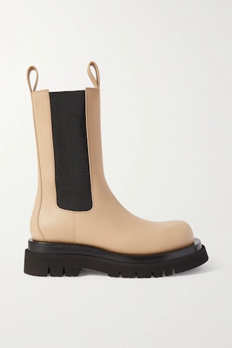 Lug Rubber-Trimmed Leather Chelsea Boots