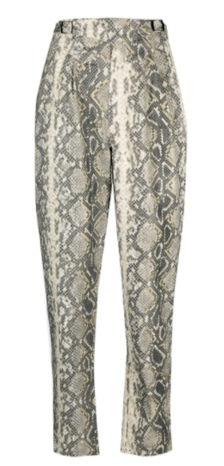 Snakeskin-Print High-Waisted Trousers
