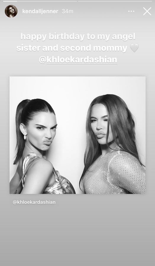 Kendall Jenner shares birthday tribute to sister Khloé Kardashian on Instagram.