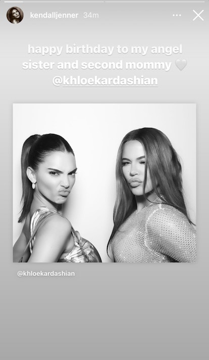 Kendall Jenner shares birthday tribute to sister Khloé Kardashian on Instagram.