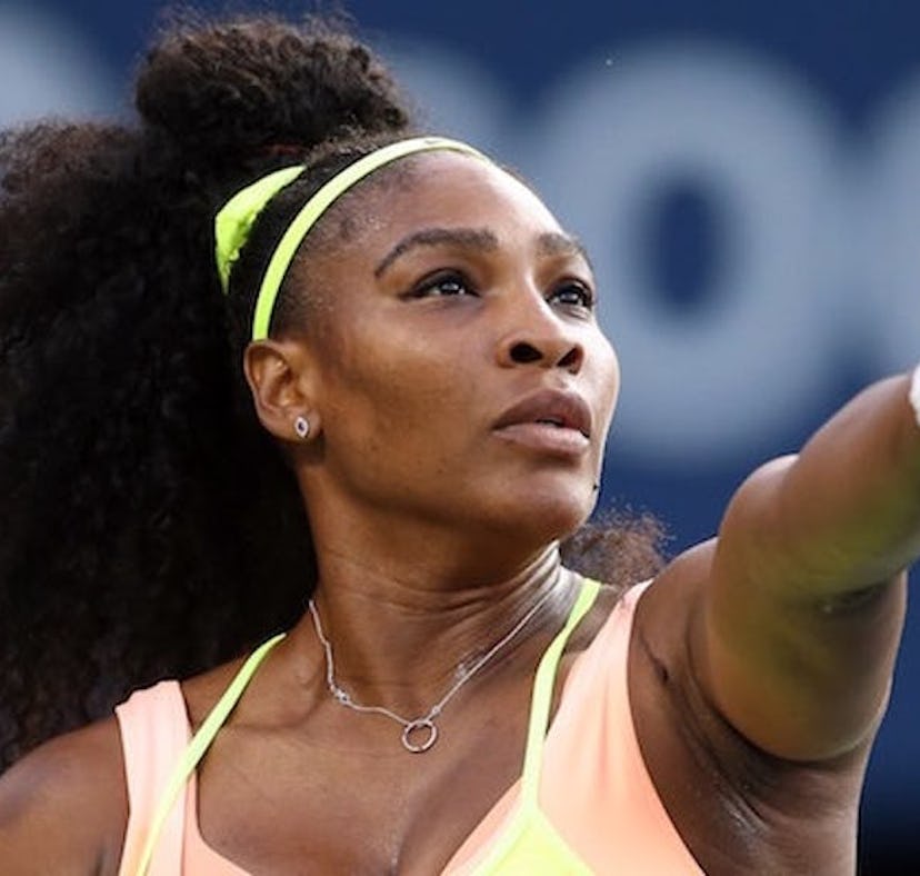 Serena Williams playing tennis, who said she won't be at the 2021 Olympics.