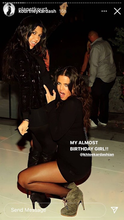 Kourtney Kardashian posts a throwback photo to celebrate sister Khloe's birthday.