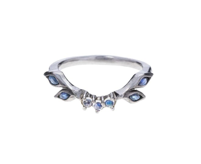 Sapphire and Moonstone Curved Ring