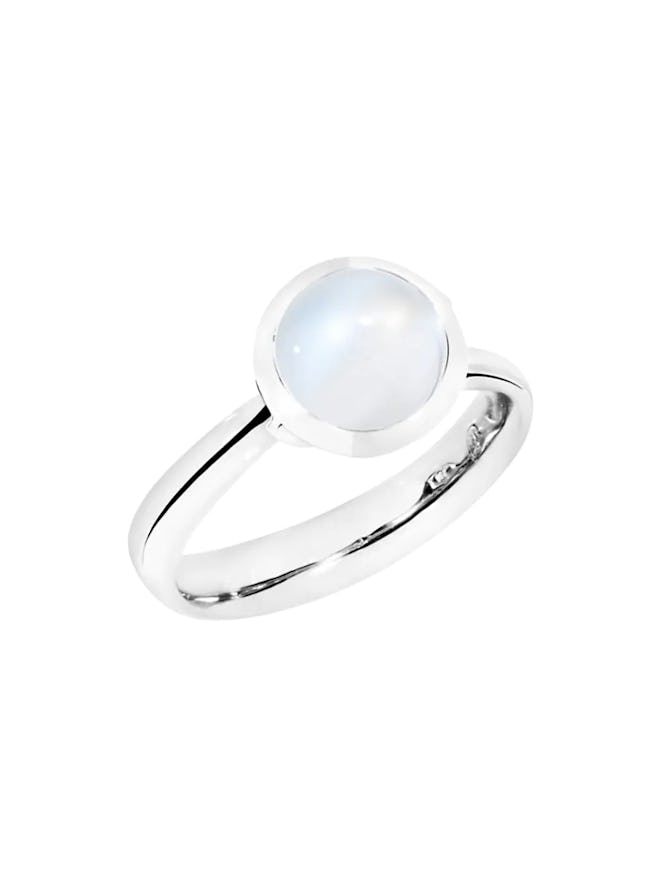 White Gold & Sand Moonstone Small Ring