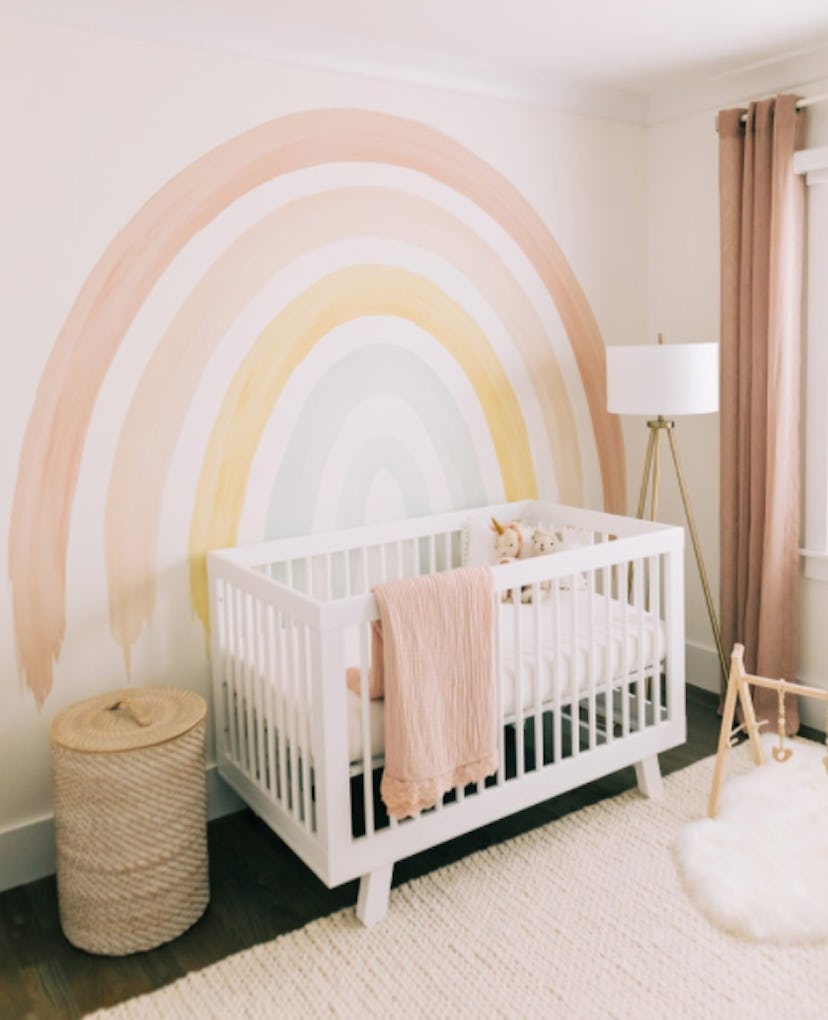 Rainbow mural baby nursery