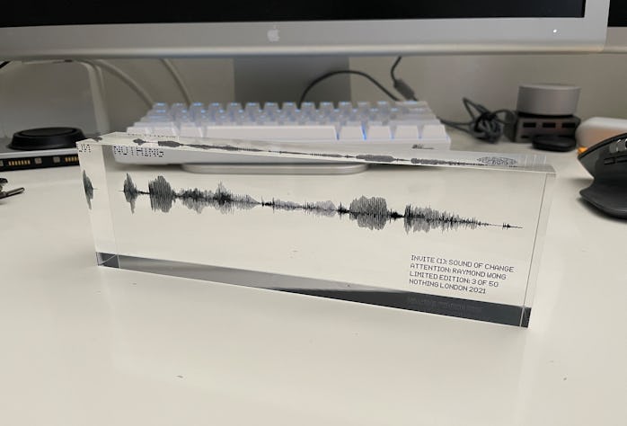 Nothing ear (1) sound wave invitation acrylic block. Carl Pei. Wireless earbuds. Teenage Engineering...