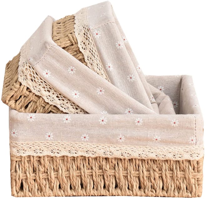 Ouda Wicker Baskets With Removable Liners (Set of 3)
