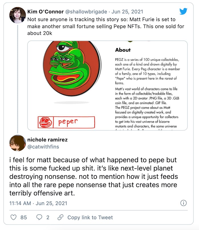 The creator of Pepe the Frog is making tens of thousands of dollars selling NFTs based on the cartoo...