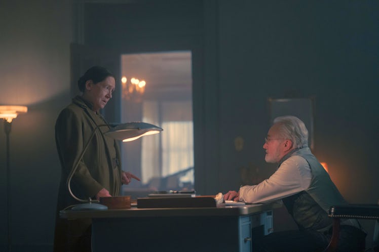 Ann Dowd and Bradley Whitford as Aunt Lydia and Commander Lawrence, clawing their way up the power s...