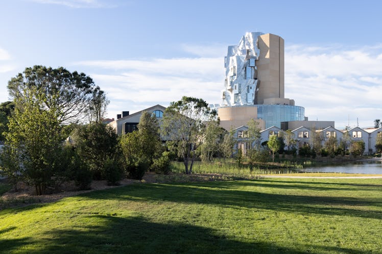 The Luma Foundation building as seen from a distance 