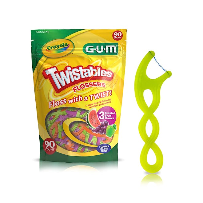 GUM Crayola Twistables Flossers, Fluoride Coated, Twisted Fruit Flavors