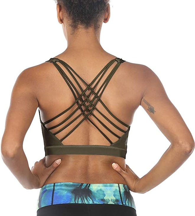 Icyzone Activewear Strappy Padded Sports Bra