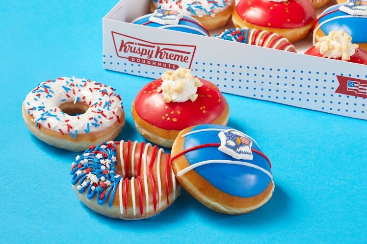 Krispy Kreme’s Fourth of July 2021 doughnuts and deal include a BOGO offer.