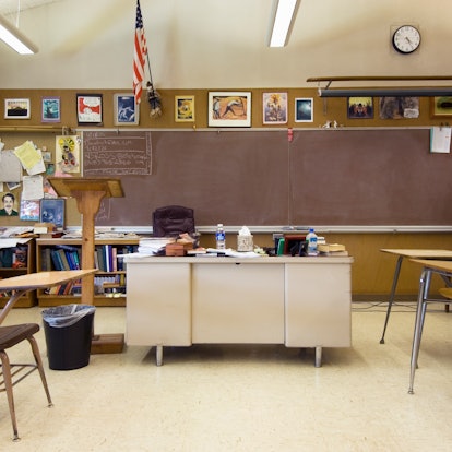 Teacher's desk in classroom 