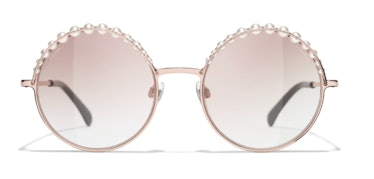 Round Sunglasses Pink Gold 