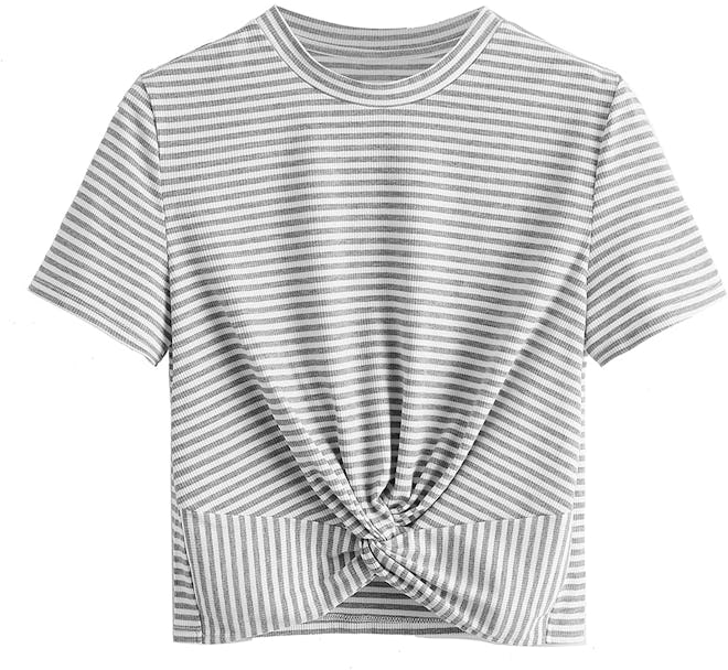MakeMeChic Twist Front T-Shirt