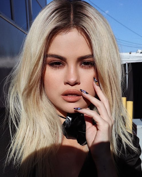 selena gomez neon manicure