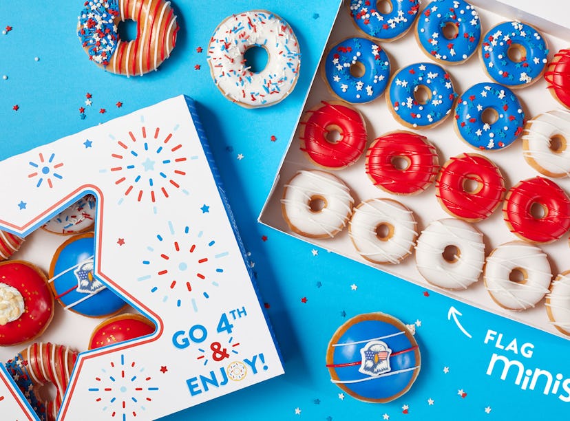 Krispy Kreme’s Fourth of July 2021 doughnuts and deal include a BOGO offer.