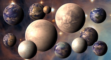 a collage of simulated planets