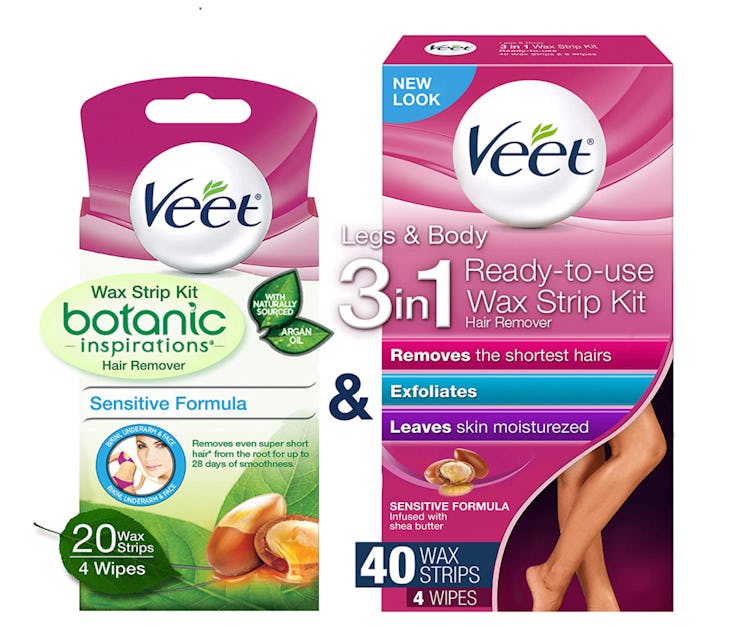 Veet Leg & Body Wax Strip Kit (40-Count) & Veet Botanic Inspirations Sensitive Formula Wax Strip Kit...