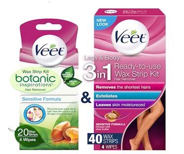 Veet Leg & Body Wax Strip Kit (40-Count) & Veet Botanic Inspirations Sensitive Formula Wax Strip Kit...