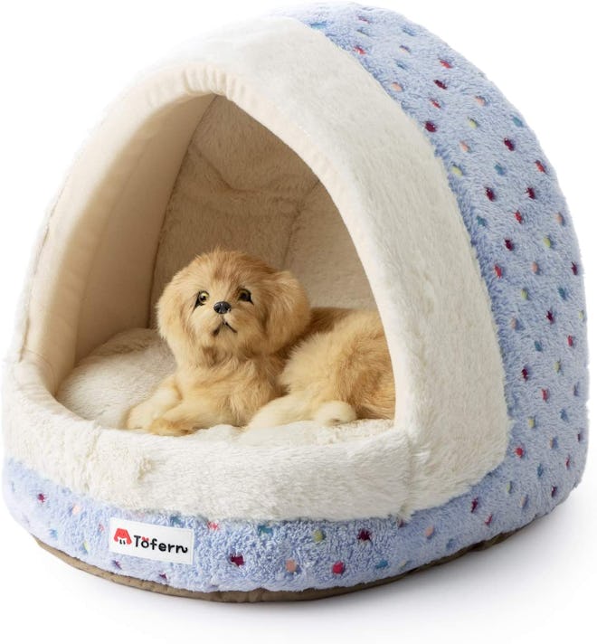 Tofern Colorful Dots Fleece Pet Bed