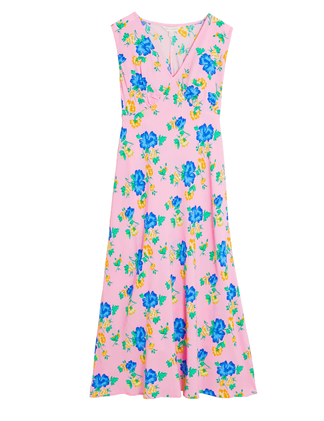 M&S X Ghost Floral V-Neck Sleeveless Midi Slip Dress