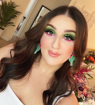 TikTok makeup artist Mikayla Nogueria in vibrant, watermelon-inspired makeup.