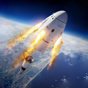 An artist's impression of the SpaceX Crew Dragon capsule that will support these missions.