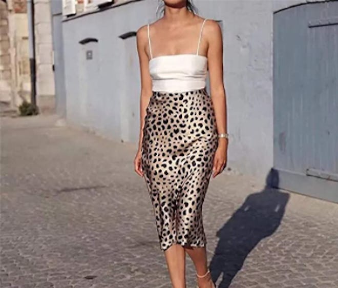 Soowalaoo Leopard Print Satin Skirt