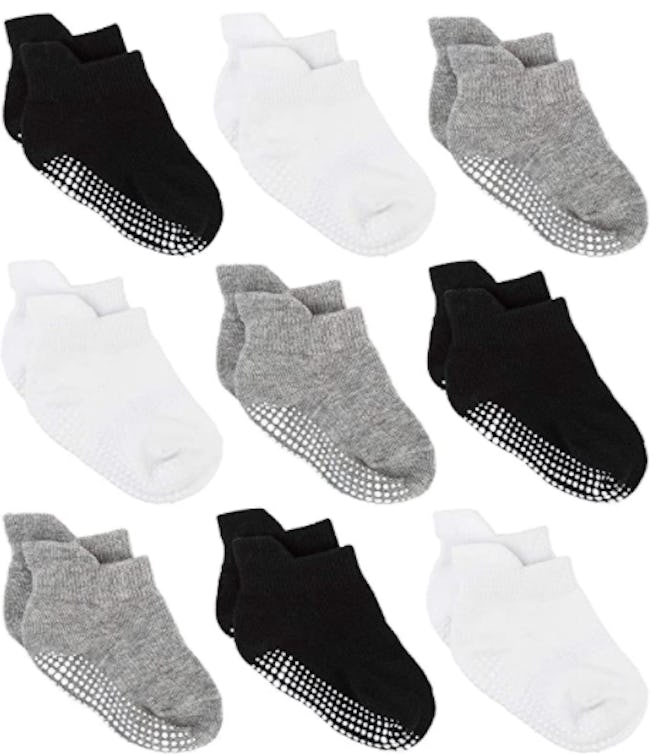 Zaples Baby Non Slip Grip Ankle Socks (9-Pack) 
