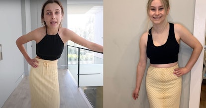 Unlike Emma Chamberlain, I would not recommend making long skirts a thing.