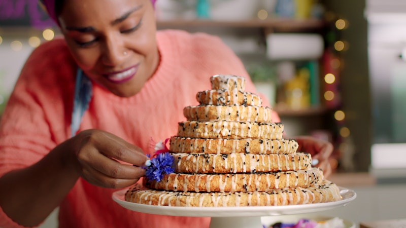 Nadiya Hussain in 'Nadiya Bakes,' a great show to watch when you're feeling anxious via the Netflix ...