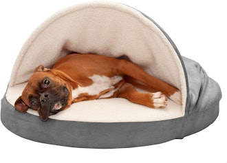 Furhaven Round Snuggery Hooded Dog Bed